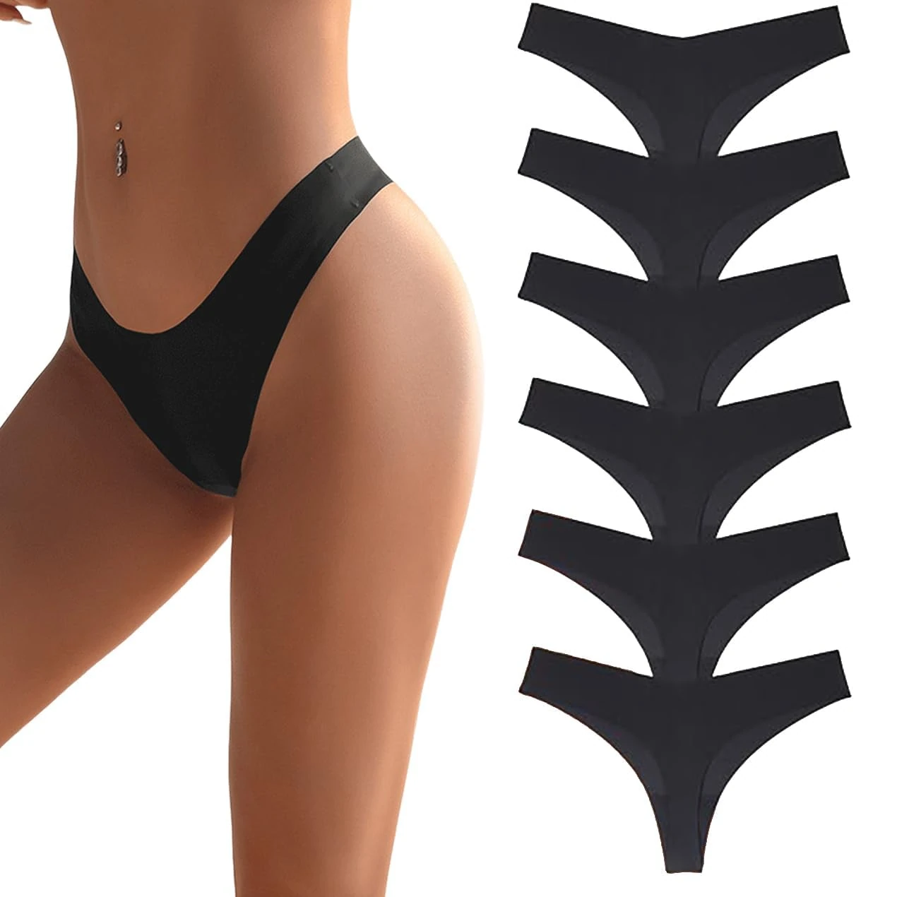 flintronic 6 Pack Seamless Women Thong Underwear, Sexy Ladies Panties, Comfortable Quality
