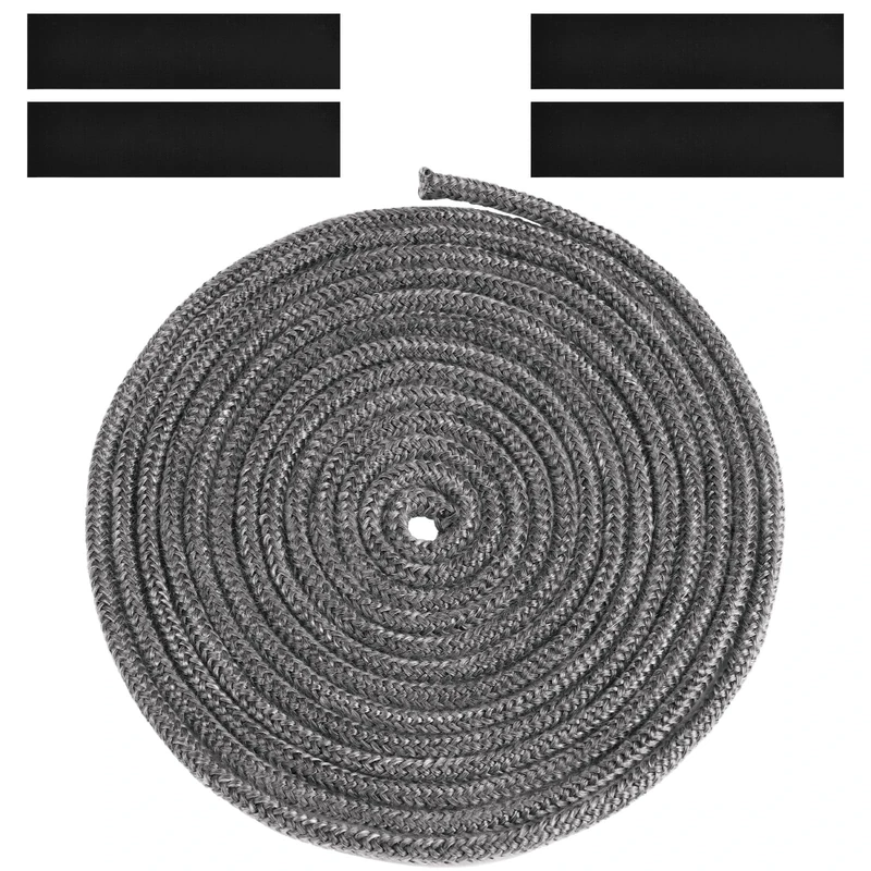 Flintronic Stove Rope, Heat Resistant Rope Seal Replacement Gasket with 4 Tapes, Sealant Strip Fire Rope for Wood Burning Stovee, Chimney, Fireplaces, Oven Door (Φ: 6 mm, Length 5 m)