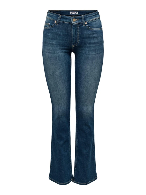 ONLY Female Flared Fit Jeans ONLBLUSH Medium Waist Flared Jeans, Dark Denim Blue, L / 34L