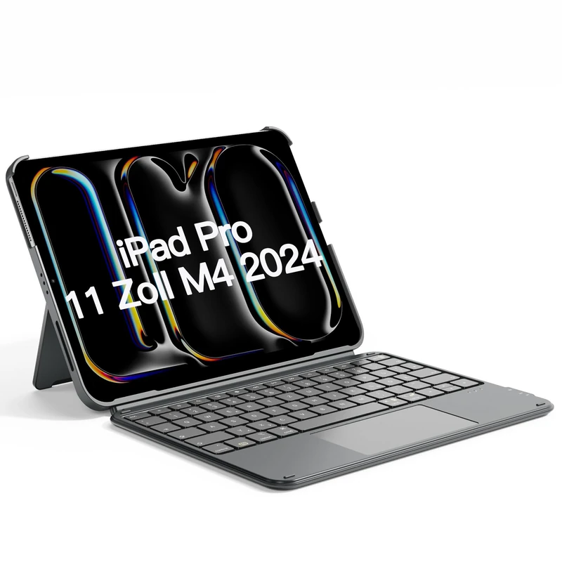 Inateck ACE Touch Keyboard Case for iPad Pro 11 2024, Detachable Ultra Lightweight Keyboard, Touchpad, Portrait/Landscape Stand, QWERTZ KB04122