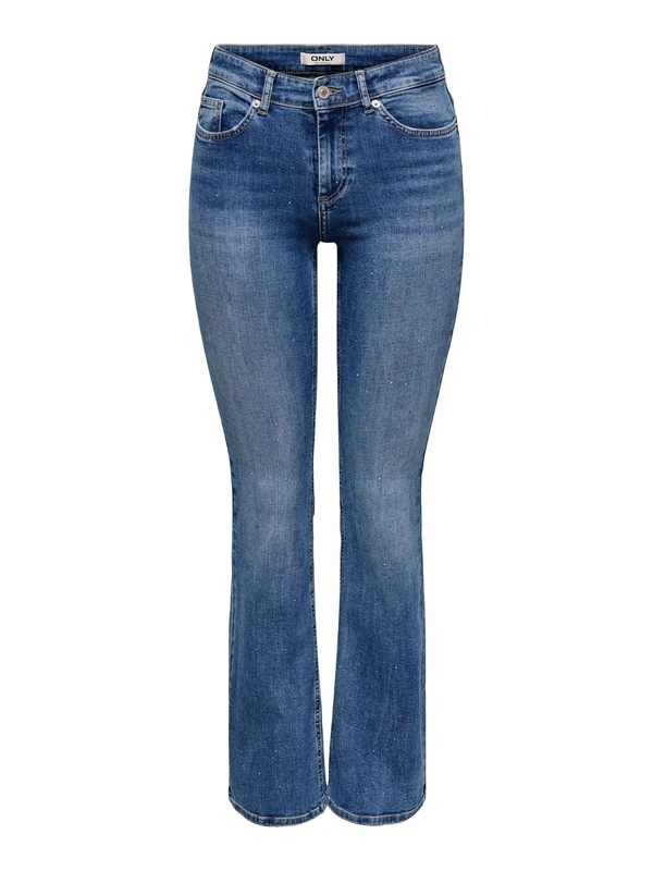 ONLY Onlblush Mw FLA Rhinestone DNM Tai885Noos, Medium Blue (Medium Blue Denim), 8L UK/XL