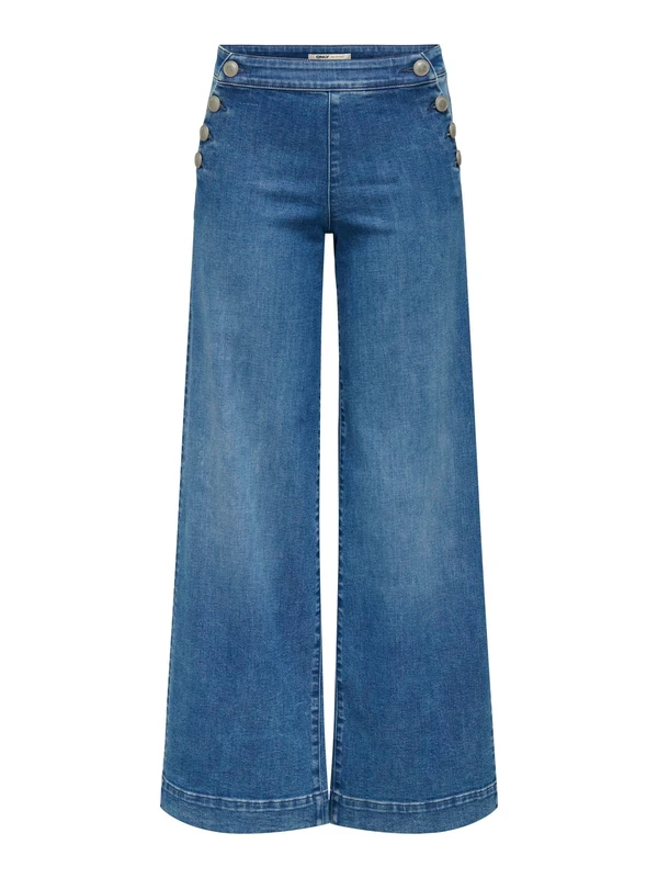ONLY Womens Female Jeans Mit Weitem Bein Hohe Taille Beinschnitt Onlmadison Hw Button Wide DNM Gen769Noos, Medium Blue (Medium Blue Denim), 30W / 32L UK