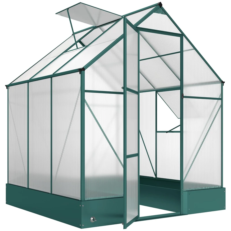 Outsunny 6 x 6ft Aluminium Greenhouse with Plant Beds