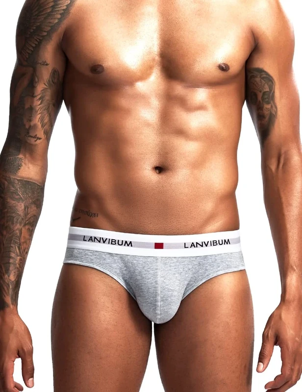 Men's Cotton Briefs Moisture Wicking Breathable Underwear for Men, Grey, XL