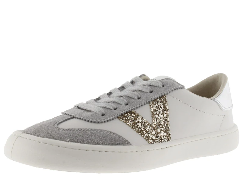 victoria Olmo Leather Effect Low Tennis Barefoot & Fantasy & Split Leather Pieces in Contrast 1186101 GRIS 40