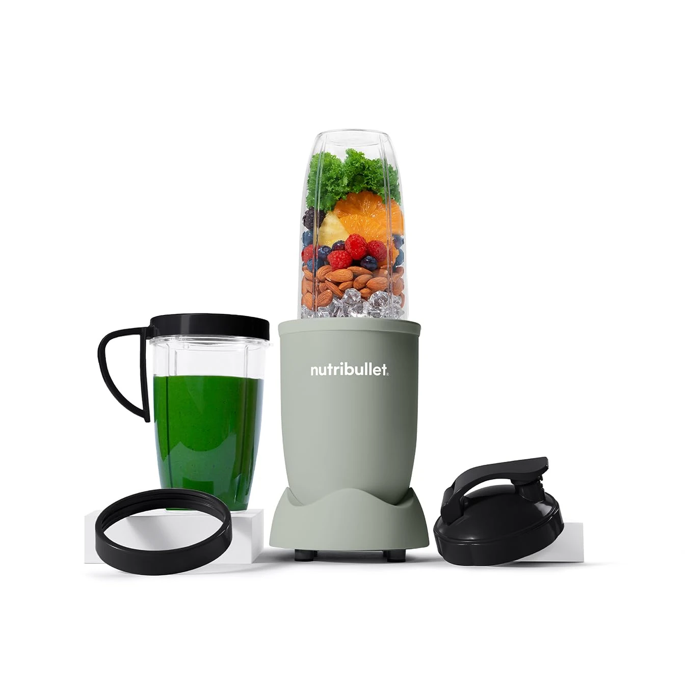 nutribullet Blender 900 Series in Matte Jade - Powerful 25,000 RPM Extractor Blends Frozen Fruit, Nuts & Ice for Smoothies & Juices - 11 Piece Kit Includes Cups, To Go Lids, Lip Rings & User Manual