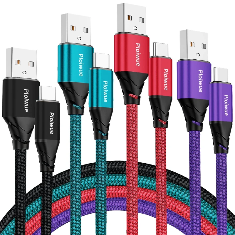 USB C Charger Cable 2M+3M+3M+3M (4Pack) Type C Charger Cable Fast Charging 3A Nylon Braided USB C Cable for iPhone 15 Plus Pro Max, Samsung Galaxy S24/S23/S22, Huawei P40/P30, Google Pixel