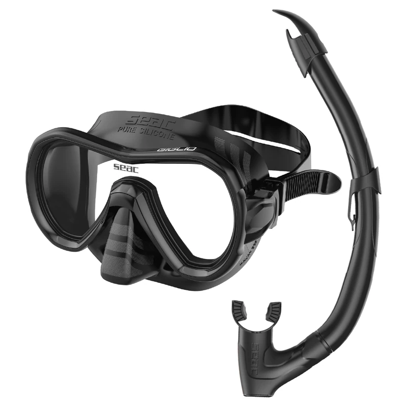 Seac Set Giglio, Snorkel Set with Diving Mask and Snorkel with Water Purge Valve for Adults and Kids