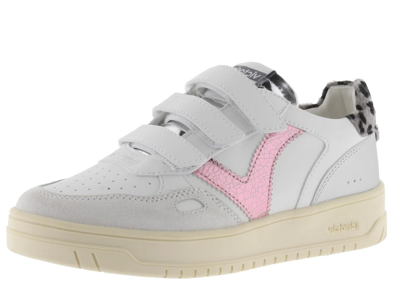 victoria Seúl Leather Effect Low Tennis & Metallic Pieces & Animal Print Back & Straps 1257134 for Women ROSA 41