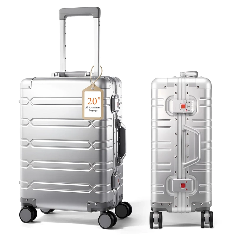 UrbanExplorer All Aluminum Carry On Luggage, Silver, 20-Inch