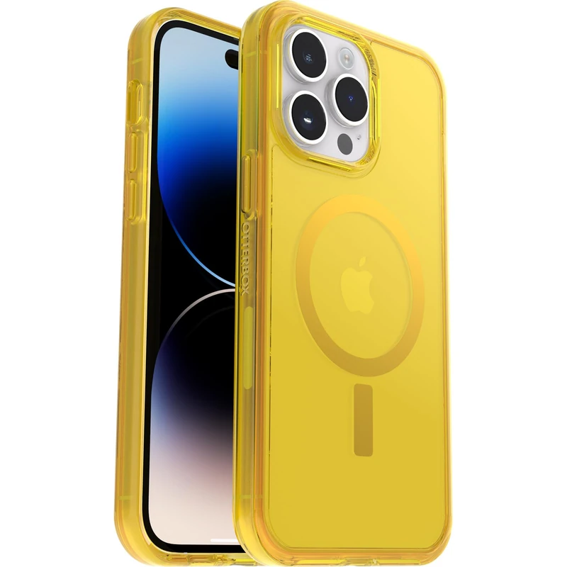 OtterBox Symmetry+ Clear Case for iPhone 14 Pro Max for MagSafe, Shockproof, Drop proof, Protective Thin Case, 3x Tested to Military Standard, Sun Day
