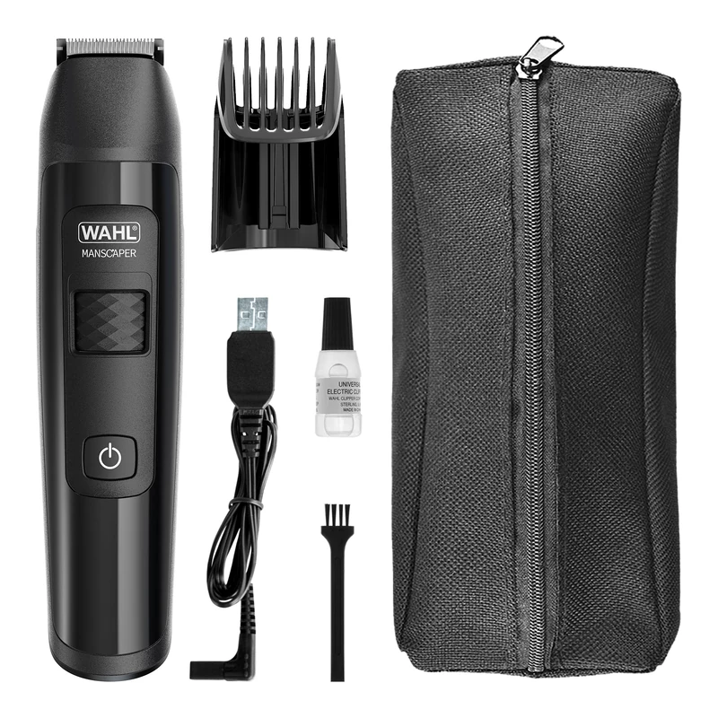 WAHL Manscaper Lithium Groin and Body Trimmer, Body Trimmer, Fully Waterproof, Wet/Dry Use, Smart Trim Technology LED, Safe-Touch Ballpoint Cutting Knife, Rechargeable, Black - Image 1