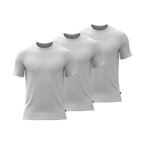 BOSS Men's Tshirt Rn 3p Bamboo 10270020 0 Underwear_T_Shirt, 100White, L