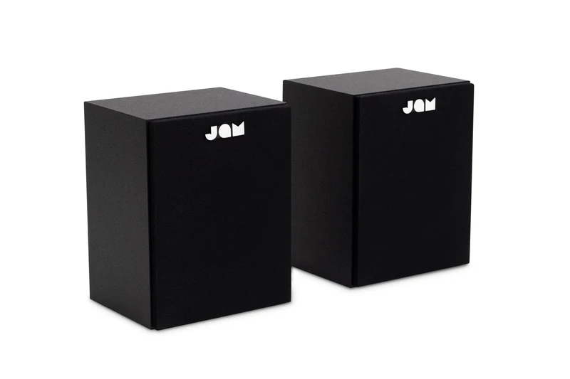 JAM Bookshelf Speakers - Wired Speakers with AUX & RCA Inputs, Turntable and Vinyl Record Player Compatible, Active Loudspeakers with 2x70mm Full-Range Drivers, Built-In Amplification, Black