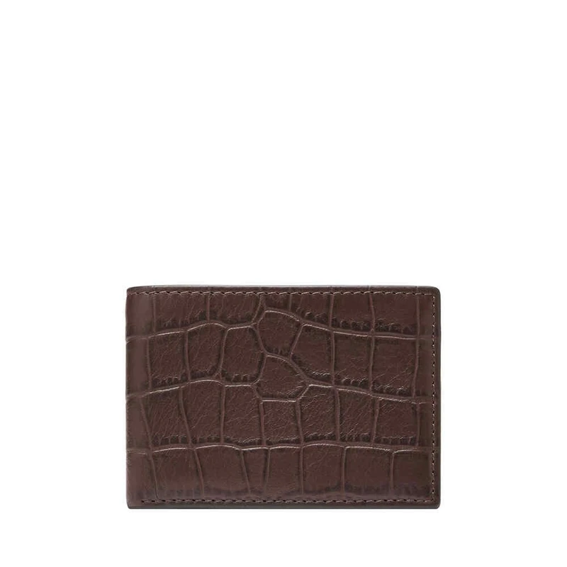Fossil Men's Derrick Brown Leather Front Pocket Wallet, ML4688204