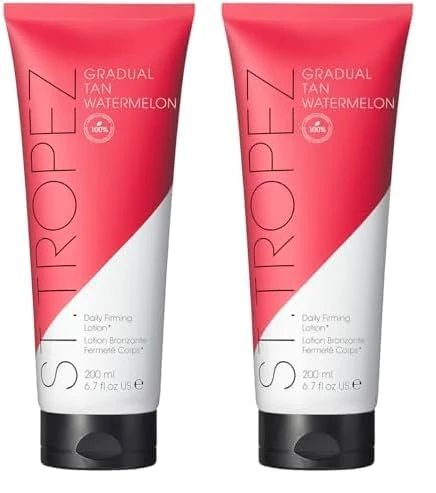 St.Tropez Gradual Tan Watermelon, Daily Firming Lotion, Hydrating Self Tan Moisturiser, 5 Skincare Benefits, Vegan, Natural & Cruelty Free, 200 ml (Pack of 2)