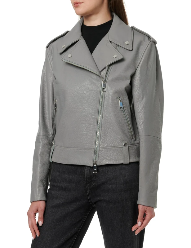 BOSS C_Sandy Women's Leather Jacket, 440 turquoise/aqua, 14 - Image 1