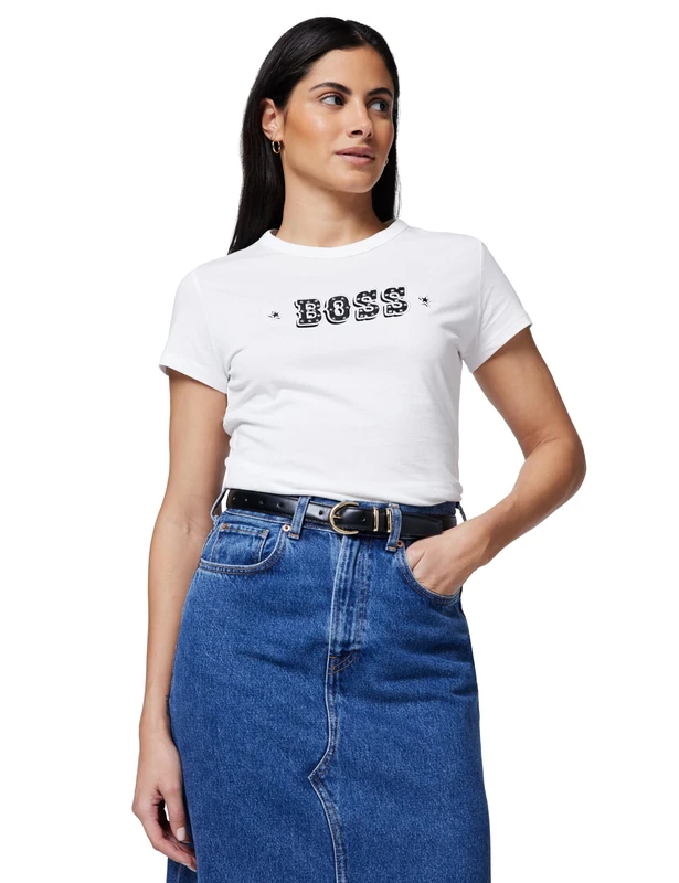 BOSS Women's C_Endora_1 T-Shirt, 001black, S