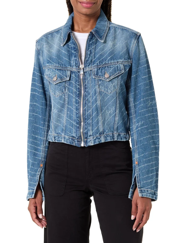 BOSS Women's C_DNM Zp Trck Jacket Jeans l, 426 Medium Blue, XL