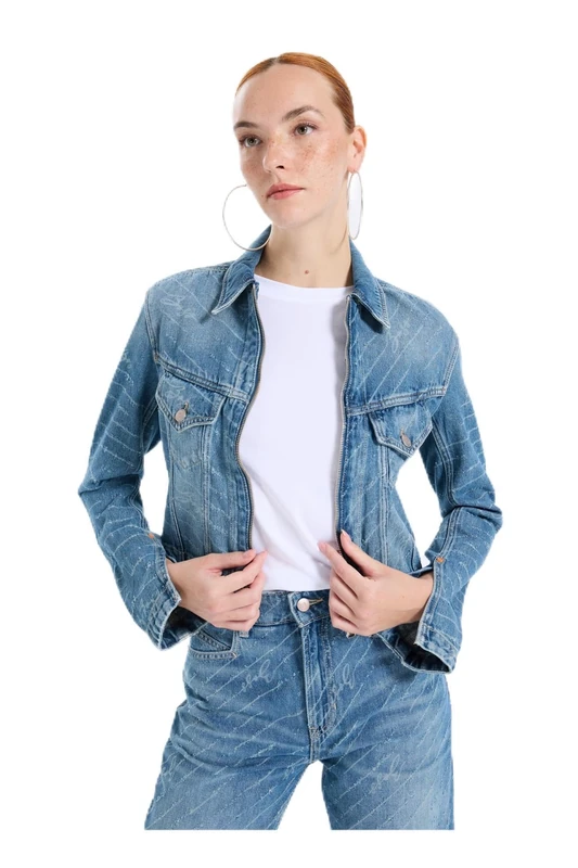 BOSS Women's C_DNM Zp Trck Jacket Jeans l, 426 Medium Blue, L