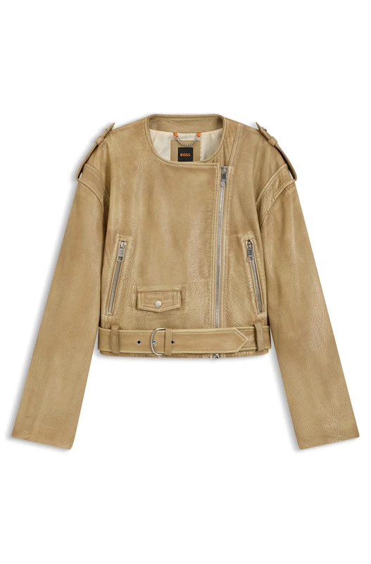 BOSS C_sadora Women's Leather Jacket, 222rust/copper, 38