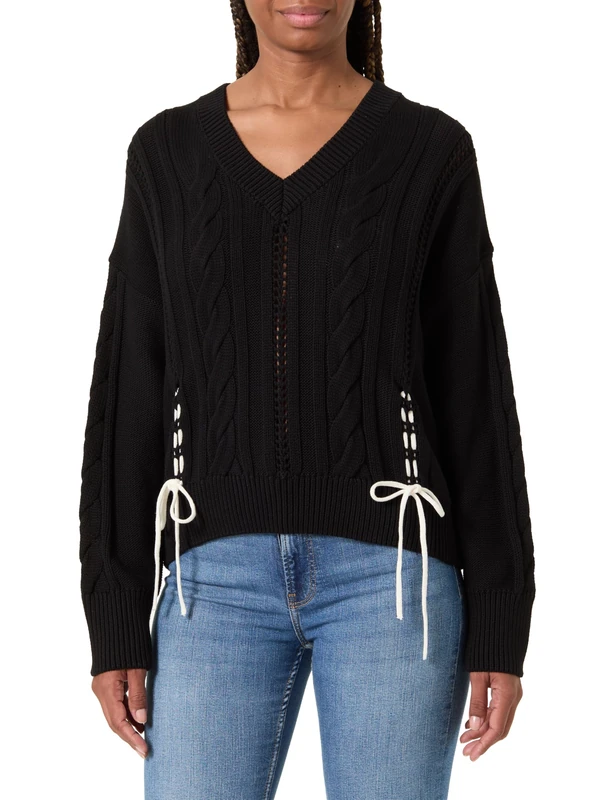 BOSS Women's C_fangallo Knitted_Sweater, 001black, XS