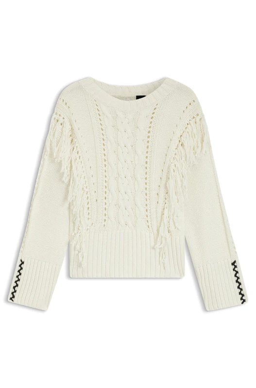 BOSS Women's C_fitto Knitted_Sweater, 118open White, L