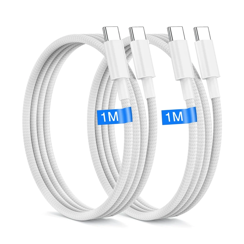 USB C to USB C Charger Cable [2Pack] 1M Fast Charger USB C for iPhone 16 /15 /Pro Max/pro/plus, iPad, MacBook, 60W Original USB C to C Fast Charge Nylon Braided type c charger cable fast charging