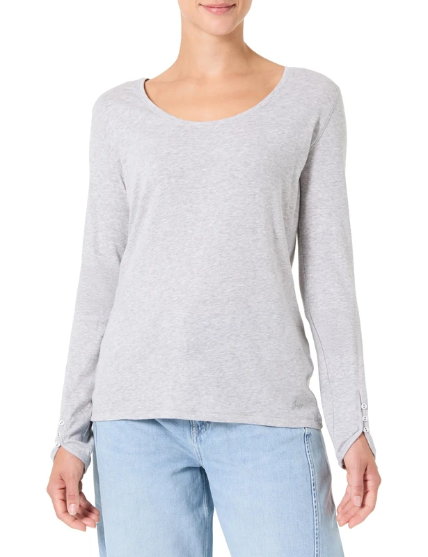 BOSS Women's C_Edeline Jersey Top, Silver, L