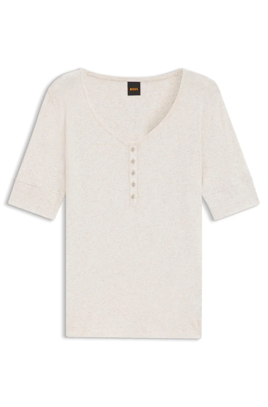 BOSS Women's C_Espen Jersey Top, Open White, L