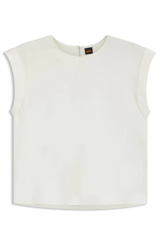 BOSS Women's C_irnette Blouse, 118open White, 18