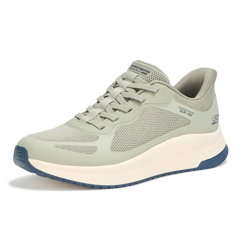 Skechers Men's Bobs Squad 4 Slip-On Sneakers, Olive Mesh, 9 UK