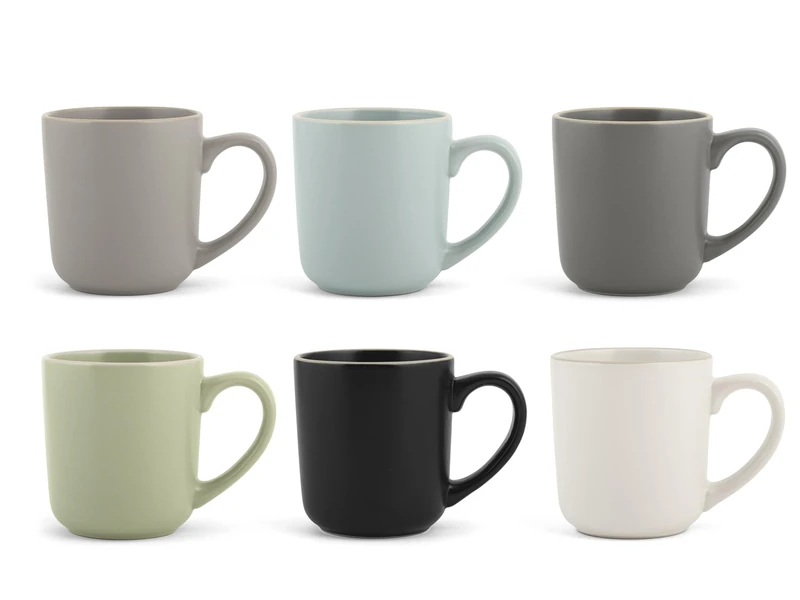 H&H Set of 6 Mugs Bergen Assorted Colours CC 400