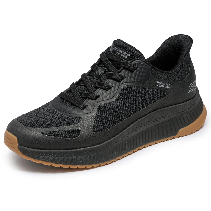 Skechers Men's Hands Free Slip-ins-Bobs Sport Squad Chaos 4 Sneaker, Black, 10.5 UK