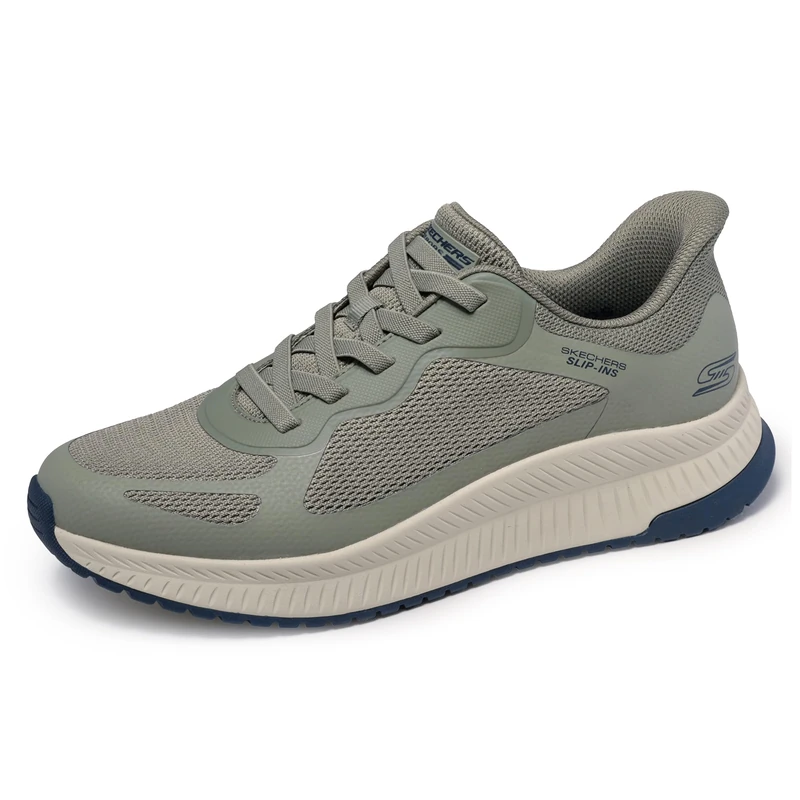 Skechers Men's Hands Free Slip-ins-Bobs Sport Squad Chaos 4 Sneaker, Olive, 6.5 UK
