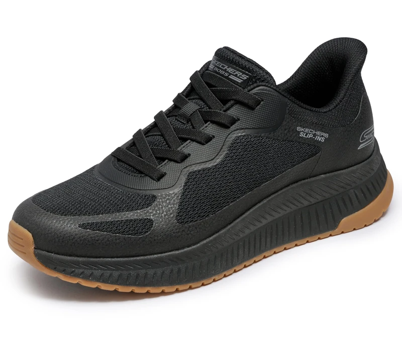 Skechers Men's BOBS Squad 4 Slip-On, Black Mesh, 6.5 UK