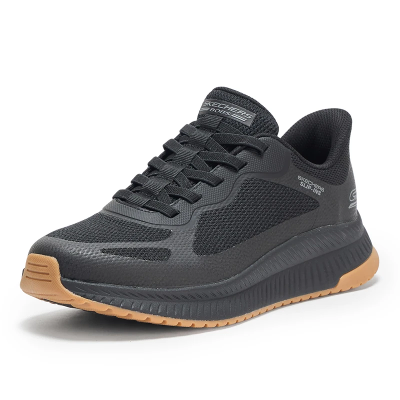 Skechers Men's Hands Free Slip-ins-Bobs Sport Squad Chaos 4 Sneaker, Black/Black, 7 UK Wide
