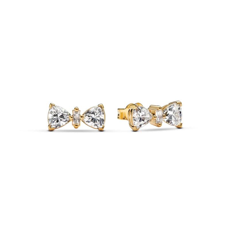 Pandora Timeless Sparkling Bow Earrings in Sterling Silver with Gold Plated Alloy and Cubic Zirconia, 263507C01