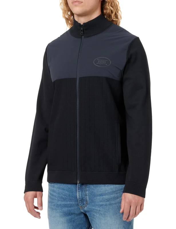 BOSS Men's K_Club Hy Knitted_Jacket, 402 Dark Blue, XL