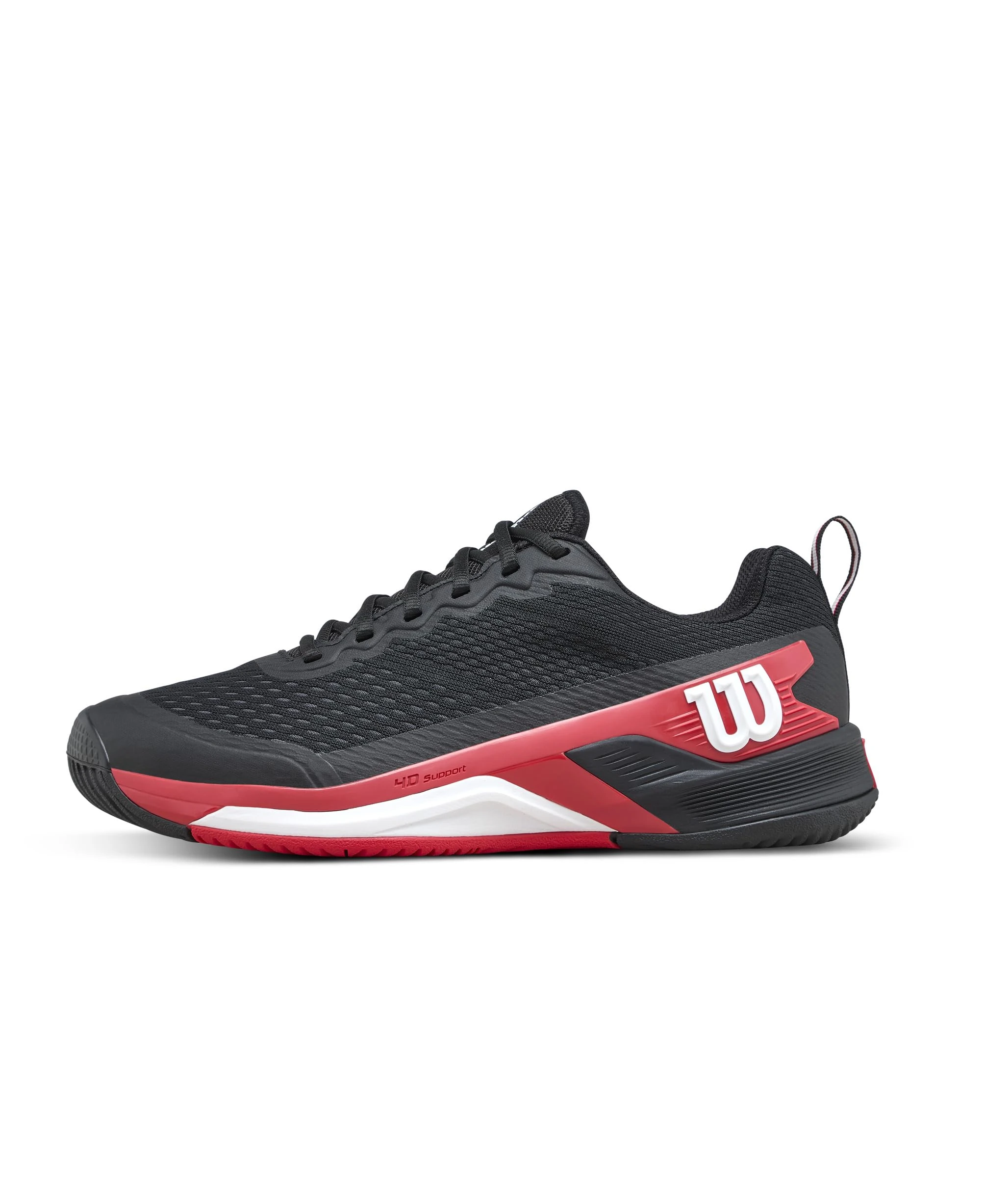 Wilson Rush Pro 4.5 Men's Tennis Shoes, Made from Breathable Mesh, Providing Dynamic Support and Abrasion Resistance, with Lightweight Cushioning, Colour: Black/Infrared/White, Size: 6.5