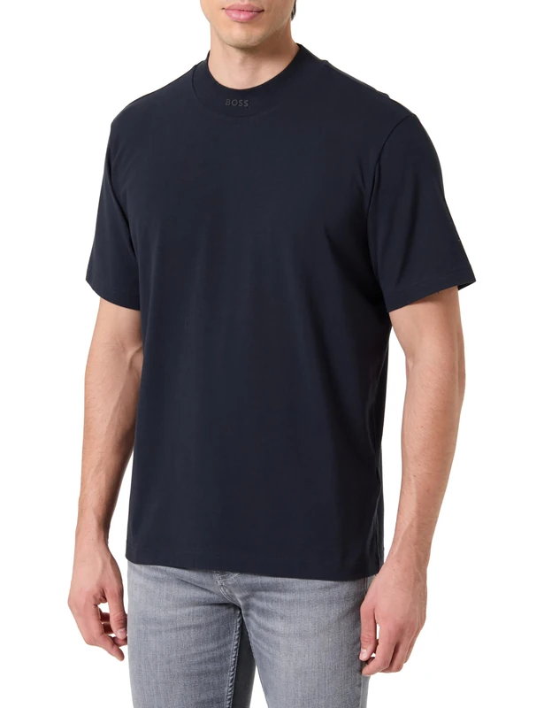 BOSS Zone Men's T-Shirt with Collar, 402 Dark Blue, M
