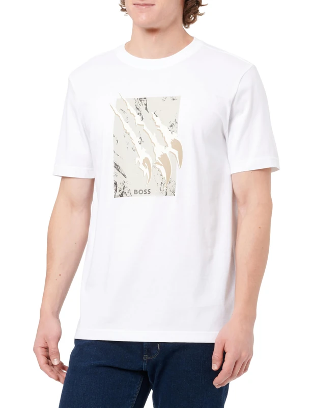 BOSS Men's Te_animali T-Shirt, 101Natural, L