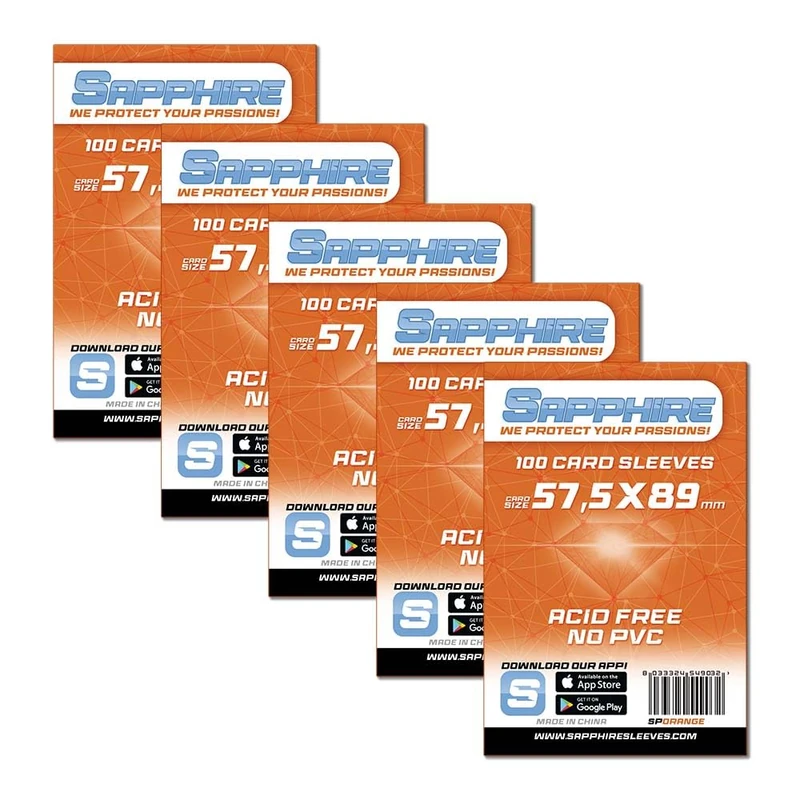Red Glove - 5 Pack of 100 Sapphire Sleeves Orange 57.5 x 89 Sporange5P - Image 1