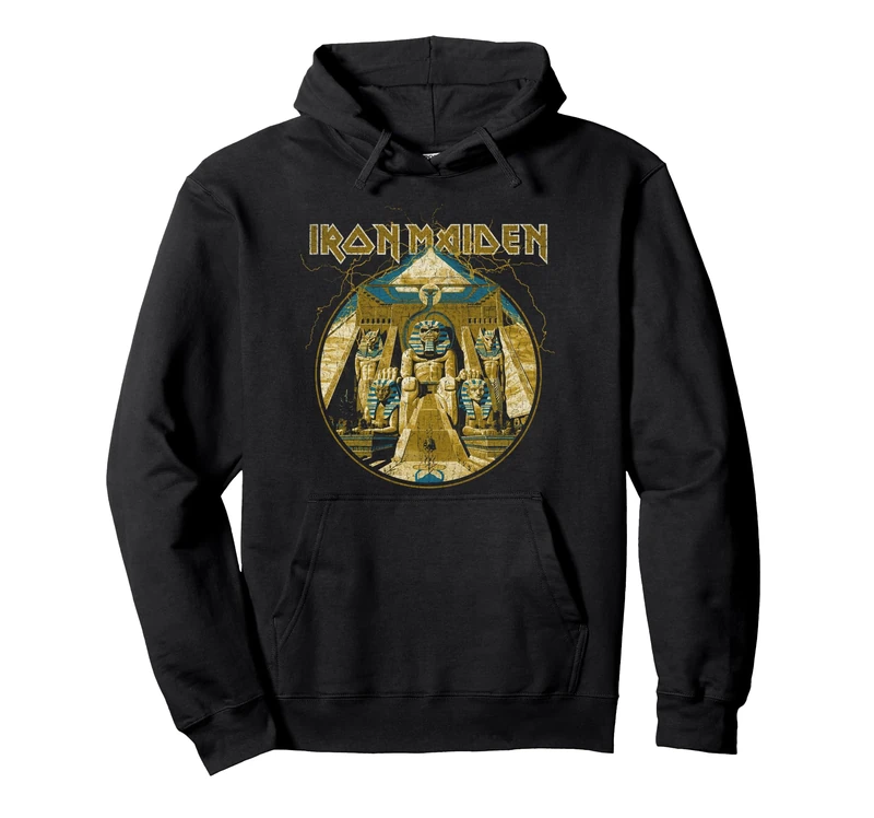 Iron Maiden Lightning Circle Gold Black Pullover Hoodie
