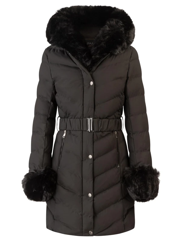 APART Fashion Women's Apart Winterjacke mit Reißverschluss Winter Jacket, Black, 8