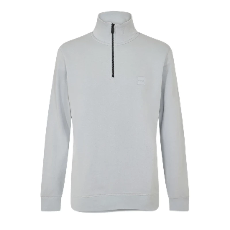 BOSS Mens Zetrust Zip Neck Soft Terryclover The Head Top Light/pastel Grey 5XL