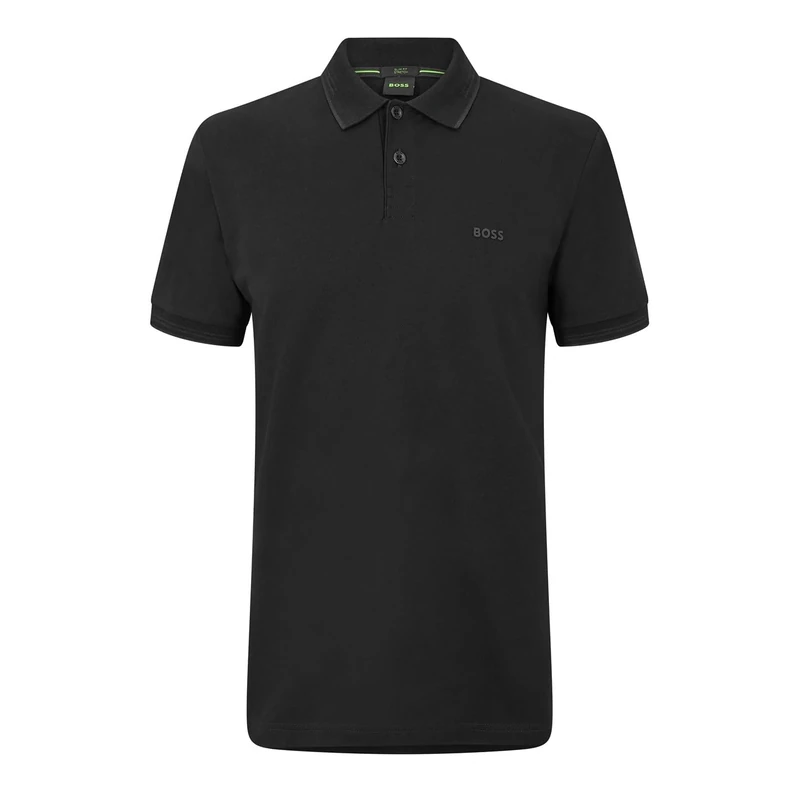 BOSS Mens HBG Paul Polo Contrast Striped Trim Shirt Short Black M