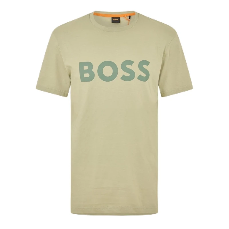 BOSS Mens Thinking 1 T-Shirt Signature Logo Short Sleeve Open Green XL - Image 1