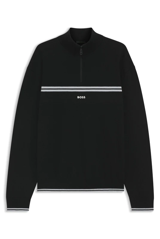 BOSS Men's K_Zone Qz Knitted_Sweater, 001black, XS