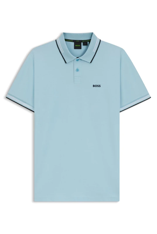 BOSS Men's Paul Polo Shirt with Curved Logo Polo Shirt, 455light/pastel Blue, XL - Image 1